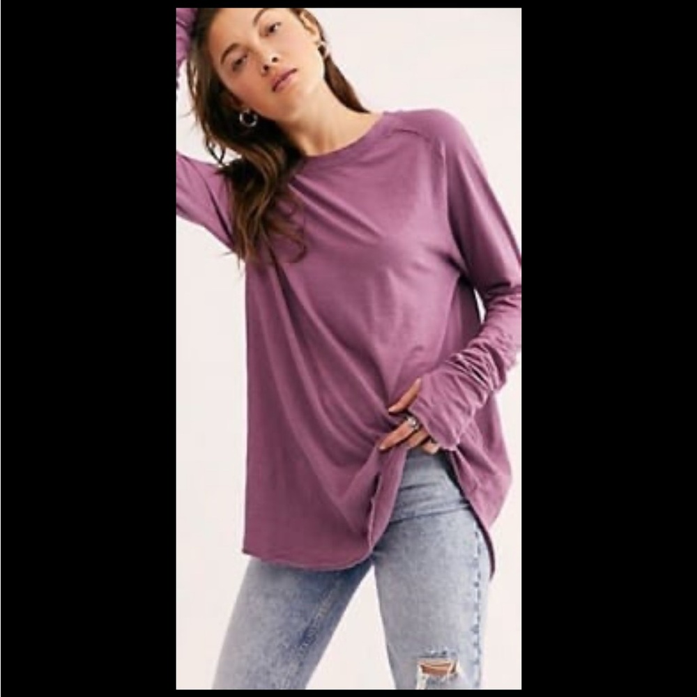 Free People | We The Free Arden Tee in Purple Size XS Long Sleeve Cozy Boho